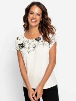 Kurzarmshirt mit Blüten-Dessin