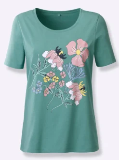 Kurzarmshirt mit Blüten-Druck