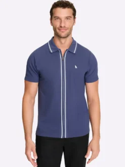 Kurzarmshirt mit durchgehendem Reißverschluss