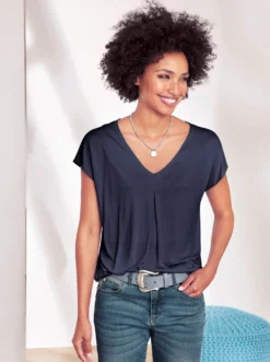 Kurzarmshirt mit Falte vorne