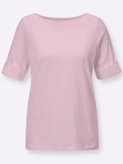 Kurzarmshirt mit fixiertem Ärmelaufschlag