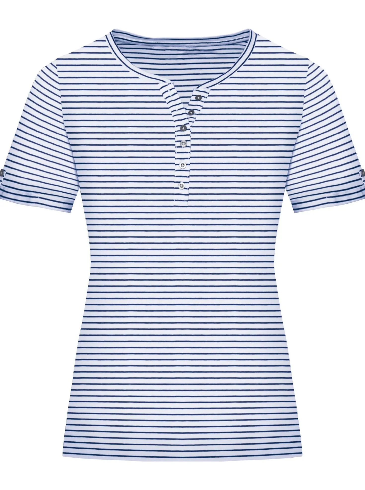 Kurzarmshirt mit fixiertem Ärmel-Aufschlag