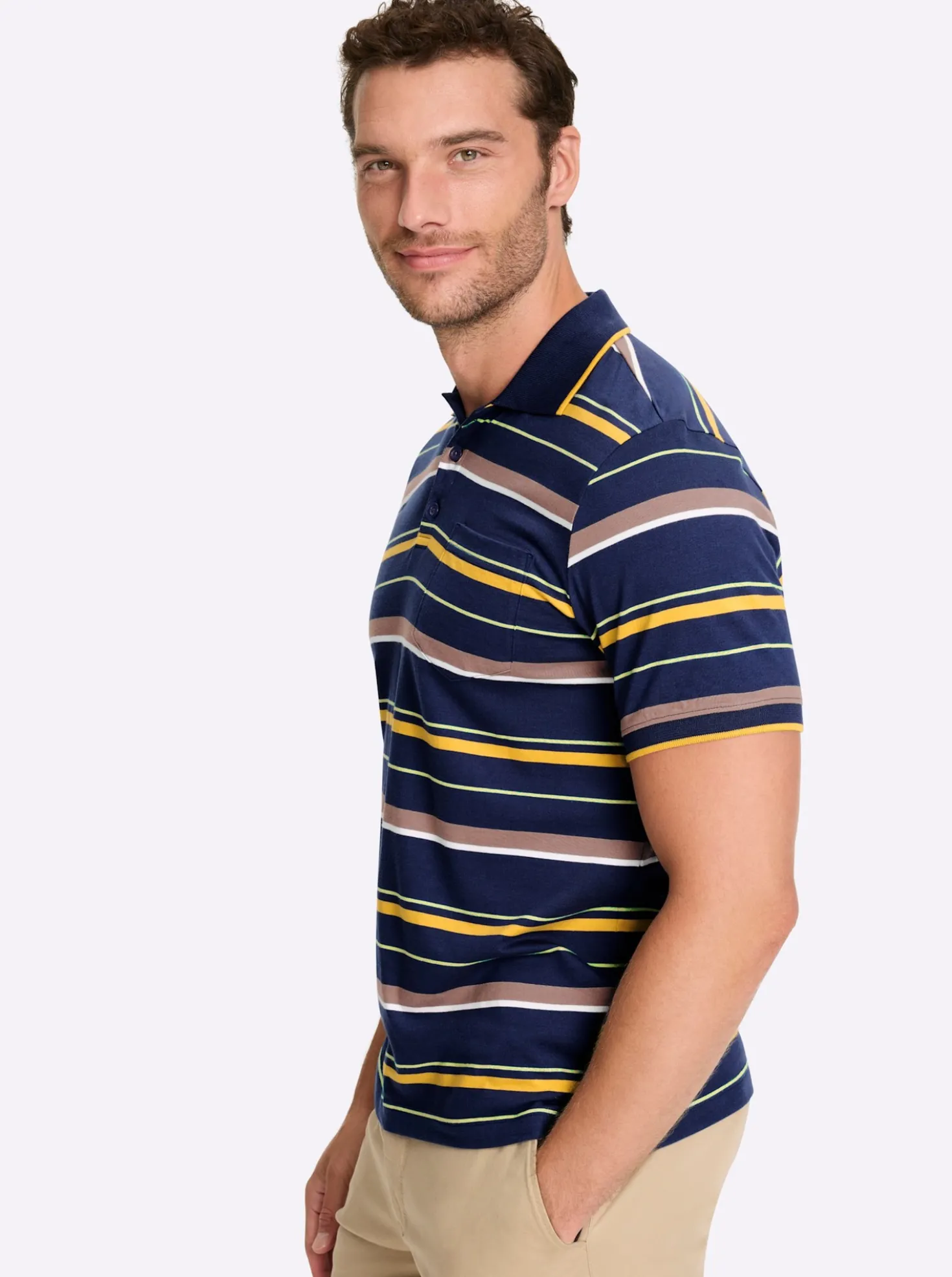 Kurzarmshirt mit garngefärbten Streifen
