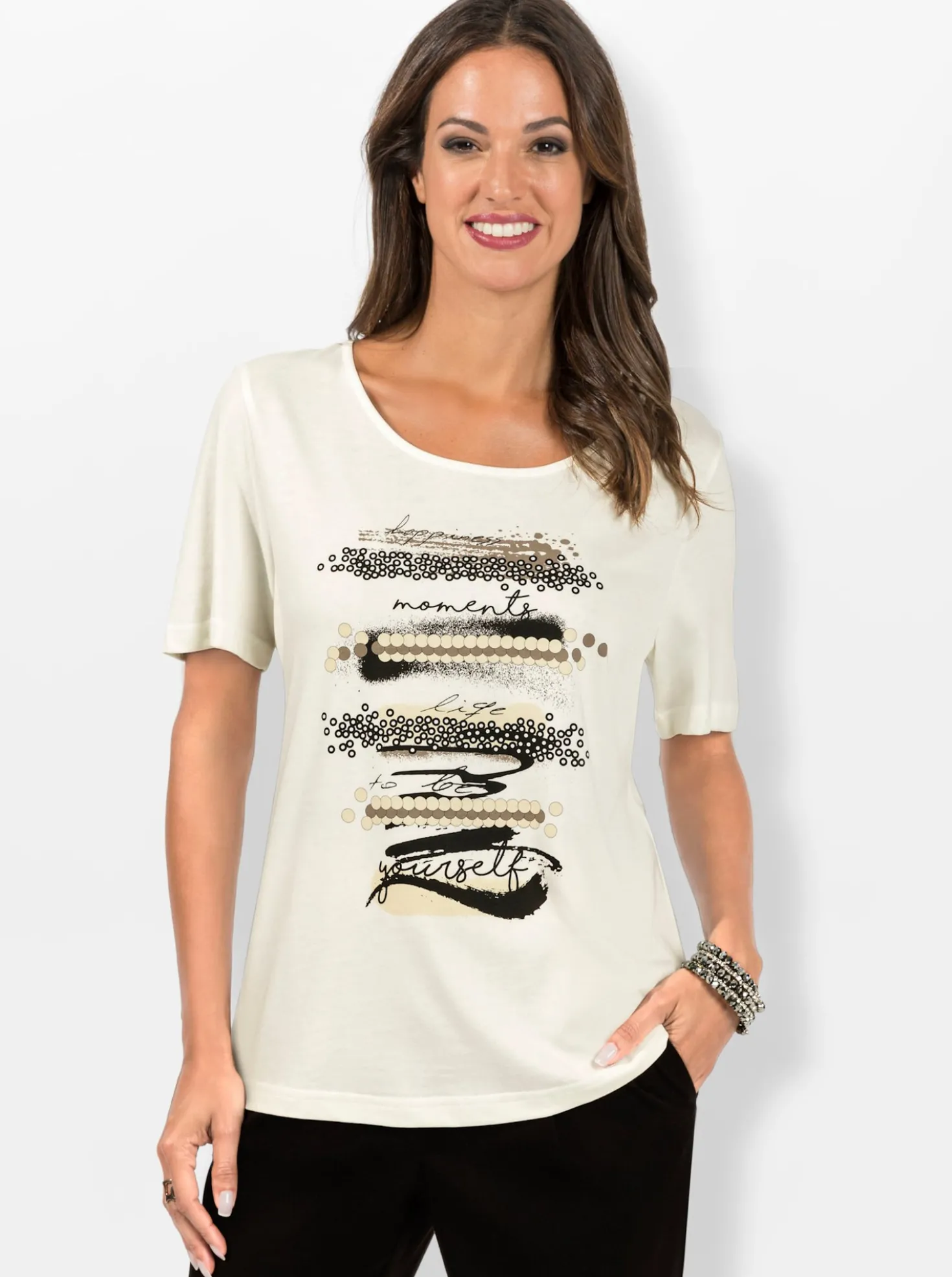 Kurzarmshirt mit Glanz-Details