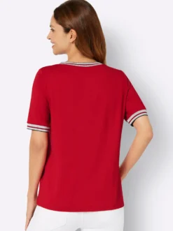 Kurzarmshirt mit Glitzerbündchen