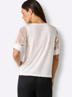 Kurzarmshirt mit glitzernder Stickerei