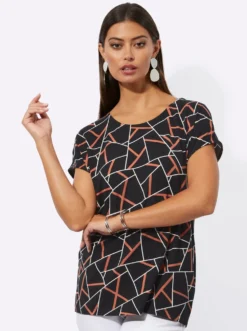 Kurzarmshirt mit grafischem Dessin