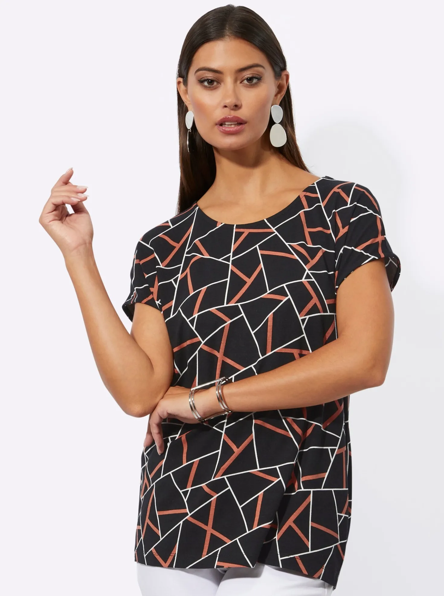 Kurzarmshirt mit grafischem Dessin