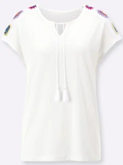 Kurzarmshirt mit Häkelspitze