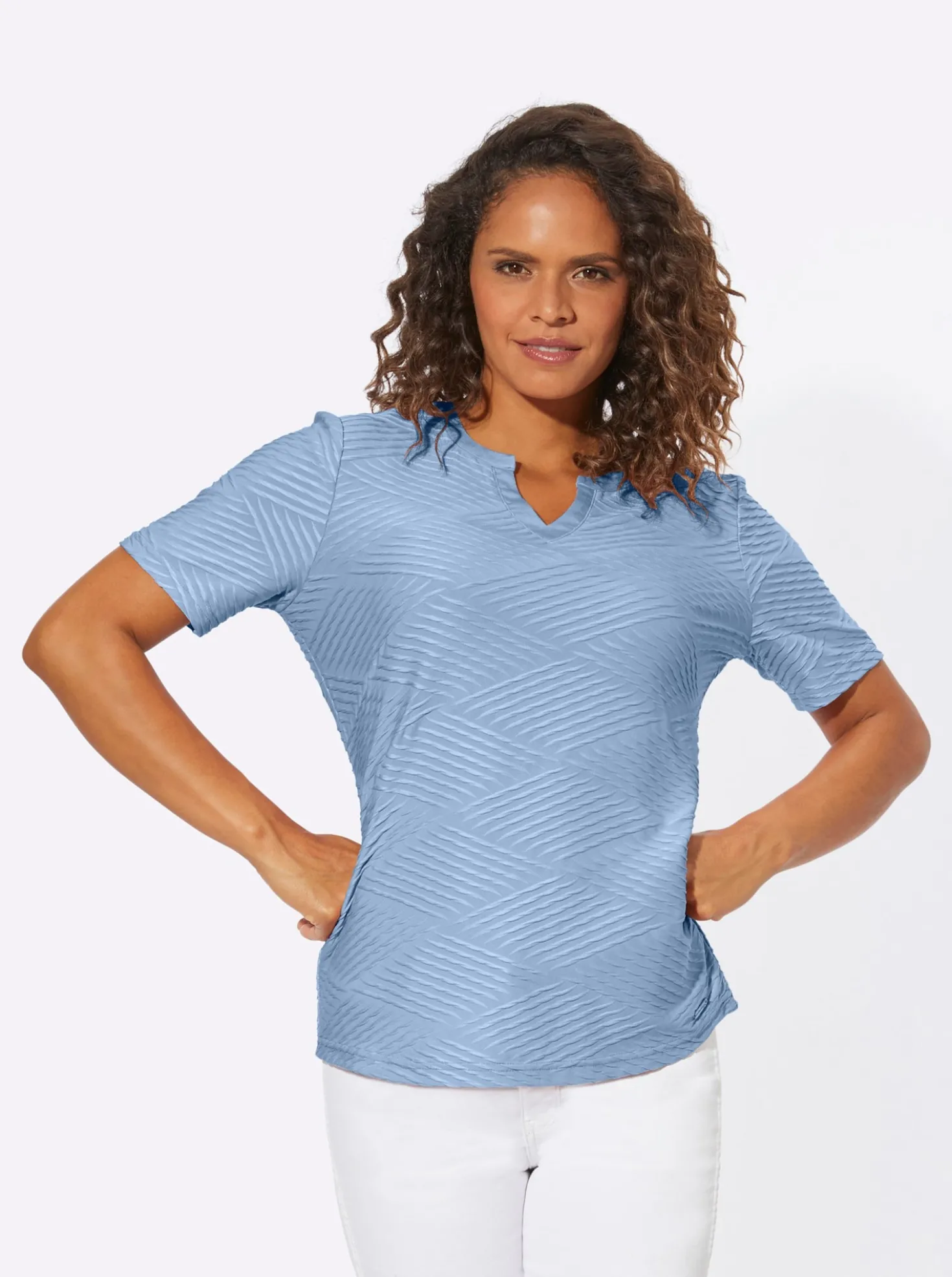 Kurzarmshirt mit Jacquard-Struktur