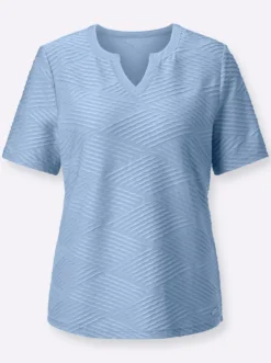 Kurzarmshirt mit Jacquard-Struktur