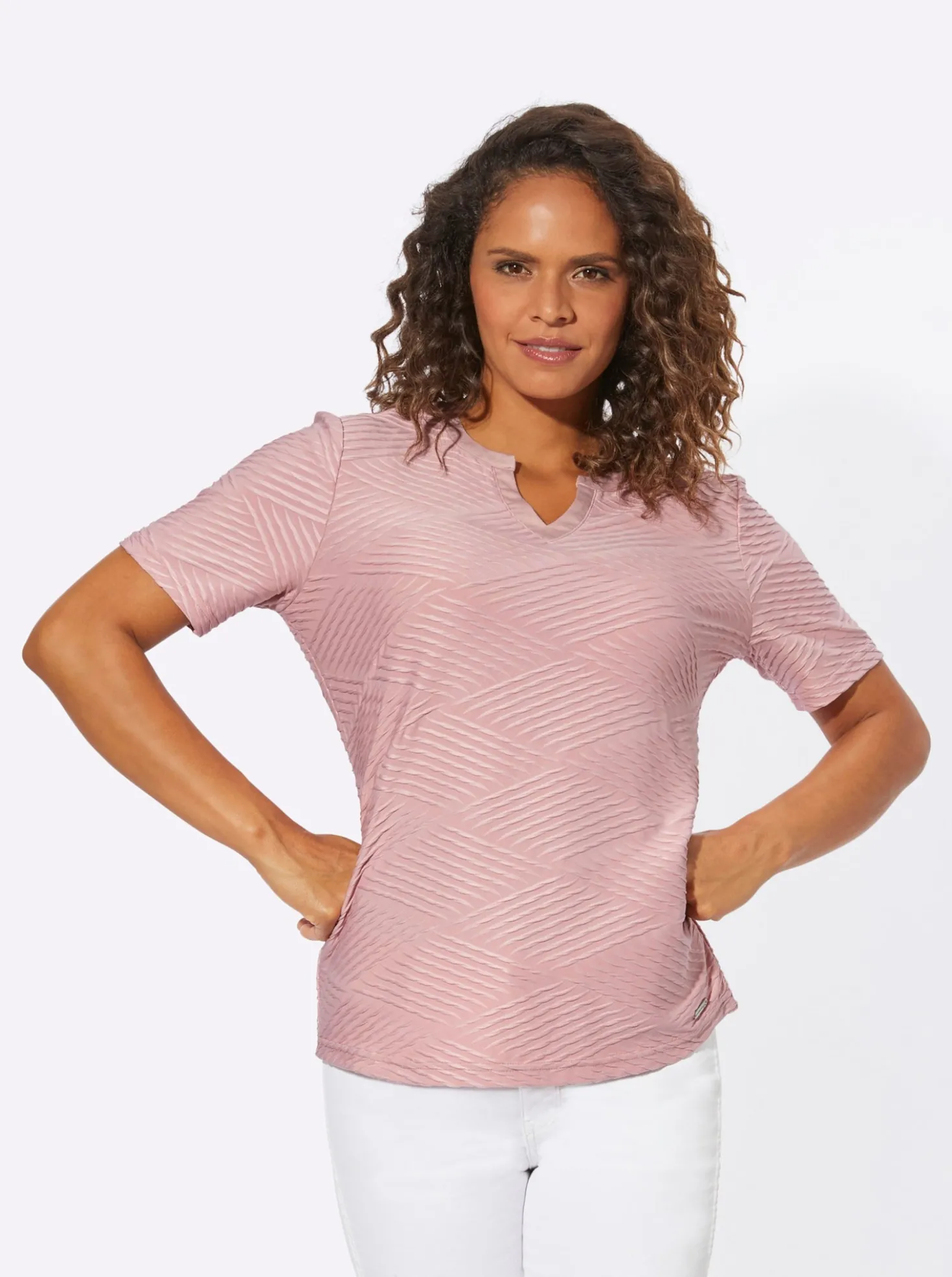 Kurzarmshirt mit Jacquard-Struktur