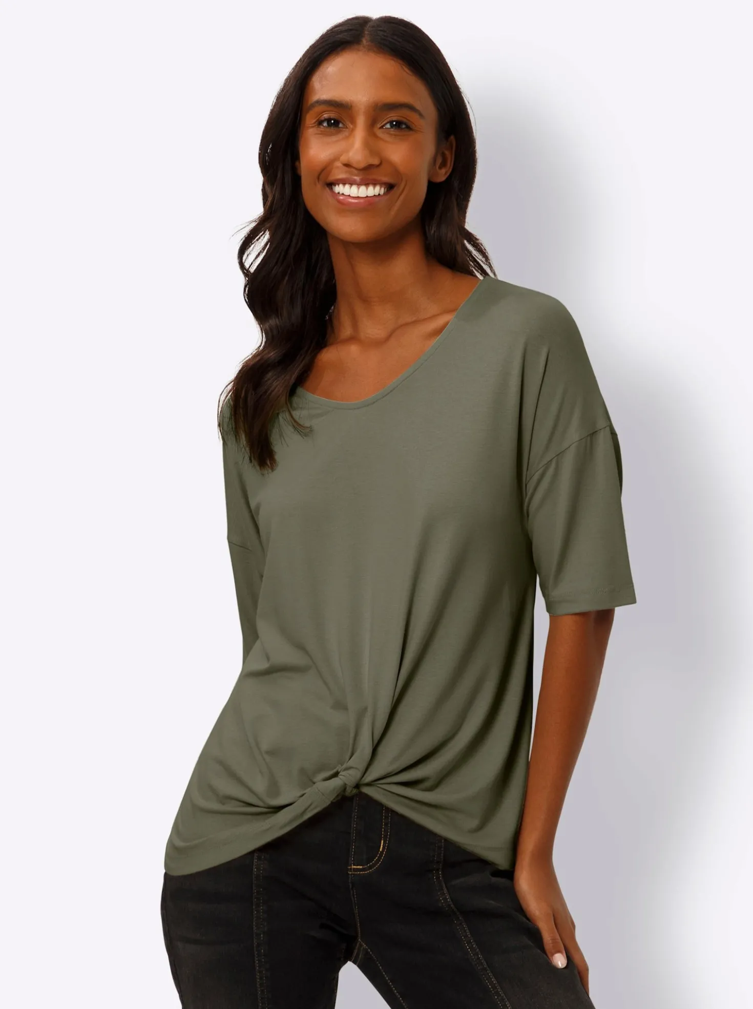 Kurzarmshirt mit Knoten-Optik