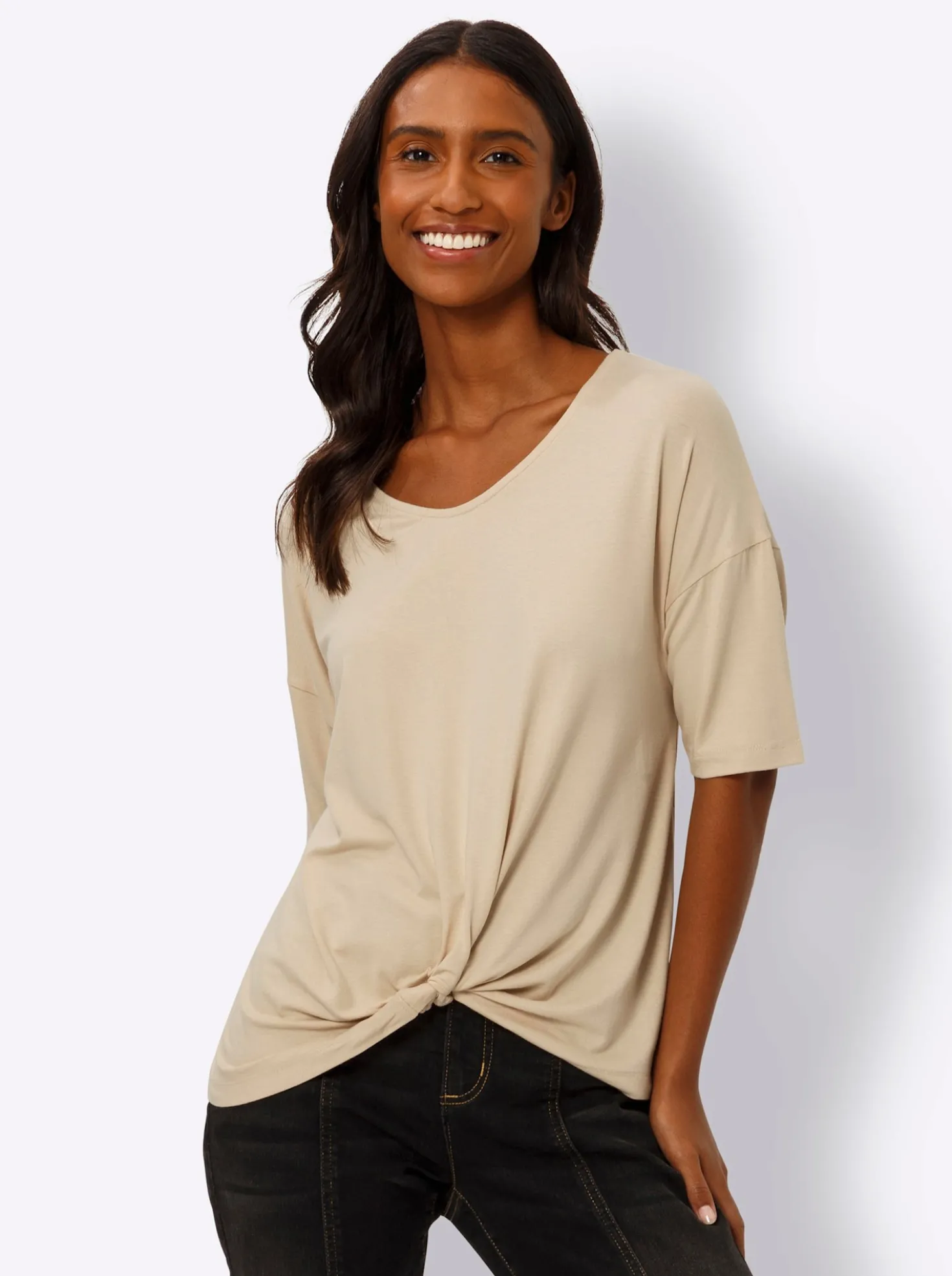 Kurzarmshirt mit Knoten-Optik