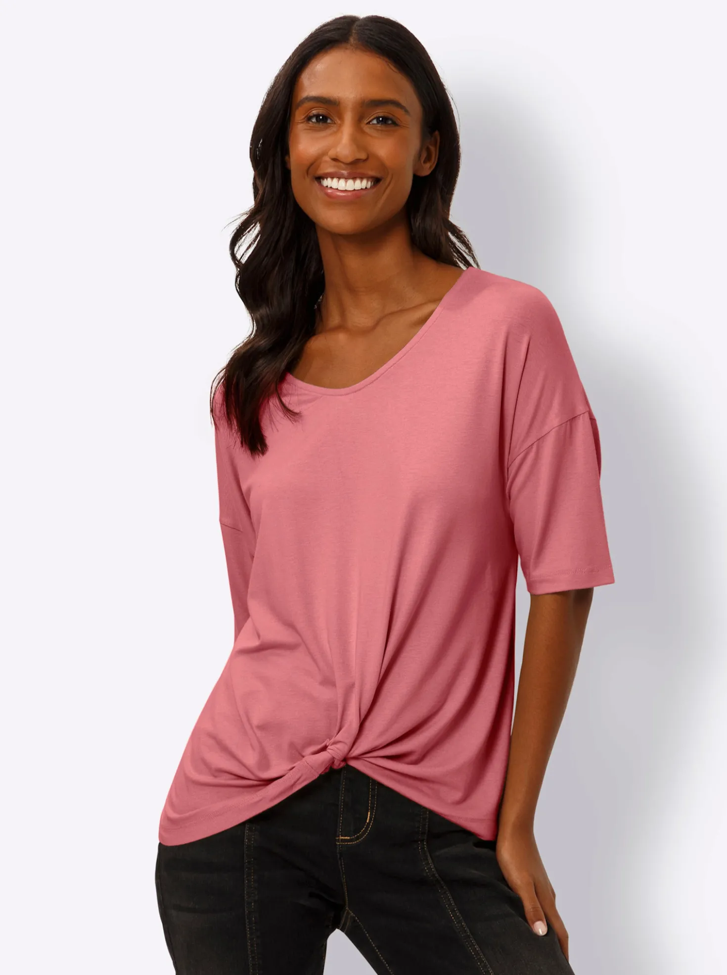 Kurzarmshirt mit Knoten-Optik