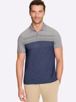 Kurzarmshirt mit Kontrast-Dessin