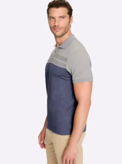 Kurzarmshirt mit Kontrast-Dessin