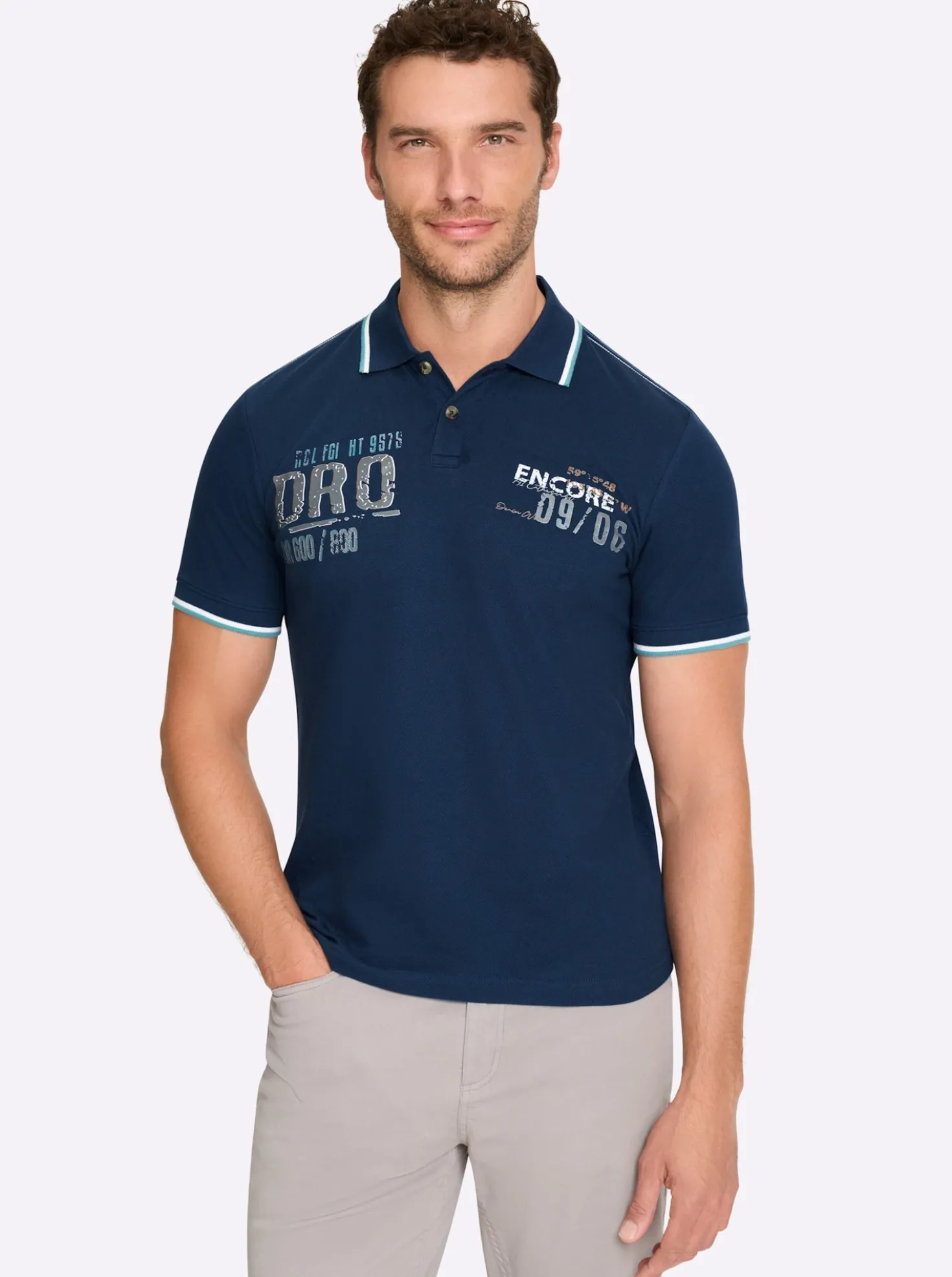Kurzarmshirt mit Kontrast-Details, Pikee