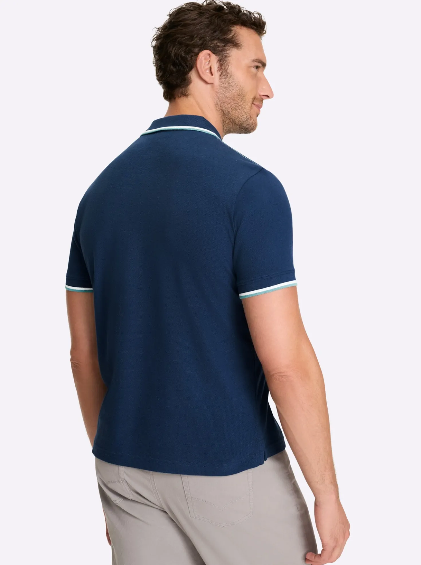 Kurzarmshirt mit Kontrast-Details, Pikee