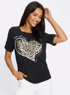 Kurzarmshirt mit Leo-Print
