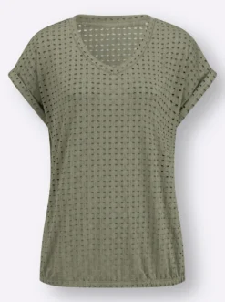 Kurzarmshirt mit Lochmuster