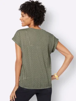 Kurzarmshirt mit Lochmuster