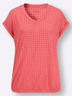 Kurzarmshirt mit Lochmuster