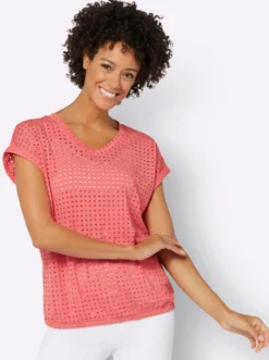 Kurzarmshirt mit Lochmuster