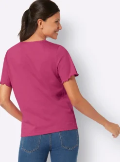 Kurzarmshirt mit Lochstickerei-Einsatz