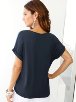 Kurzarmshirt mit Matt-Satin