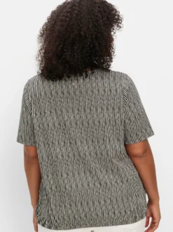 Kurzarmshirt mit Minimal-Alloverdruck und Gummizugbund