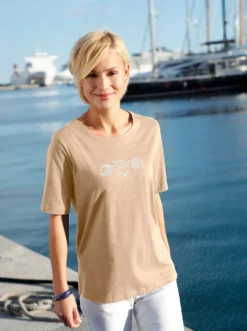 Kurzarmshirt mit Muschel-Druck