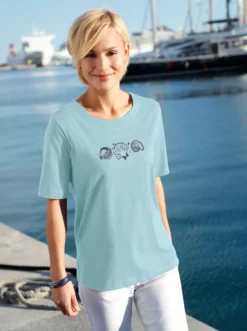Kurzarmshirt mit Muschel-Druck
