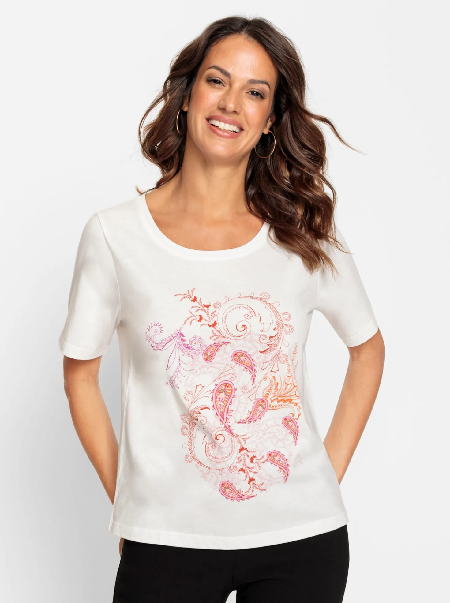 Kurzarmshirt mit Paisley-Elementen