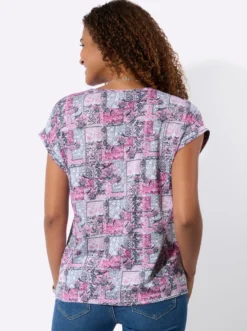 Kurzarmshirt mit Patchwork-Dessin