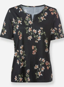 Kurzarmshirt mit Reißverschluss am Ausschnitt