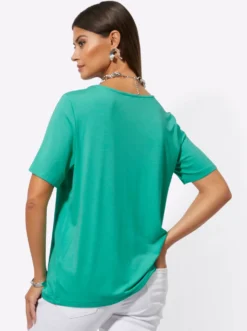Kurzarmshirt mit Schriftzug aus Glitzersteinchen
