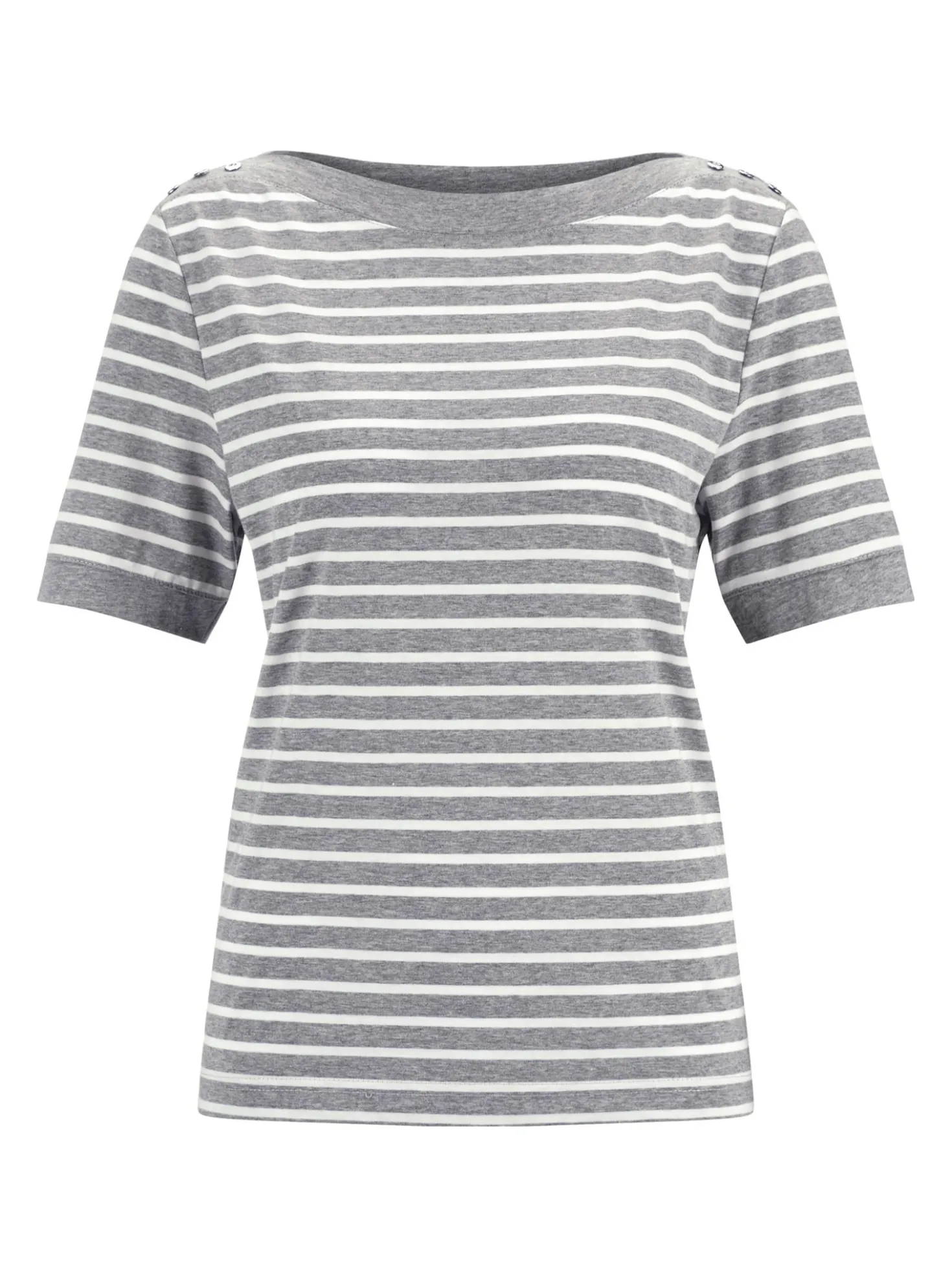 Kurzarmshirt mit silberfarbigen Metallknöpfen