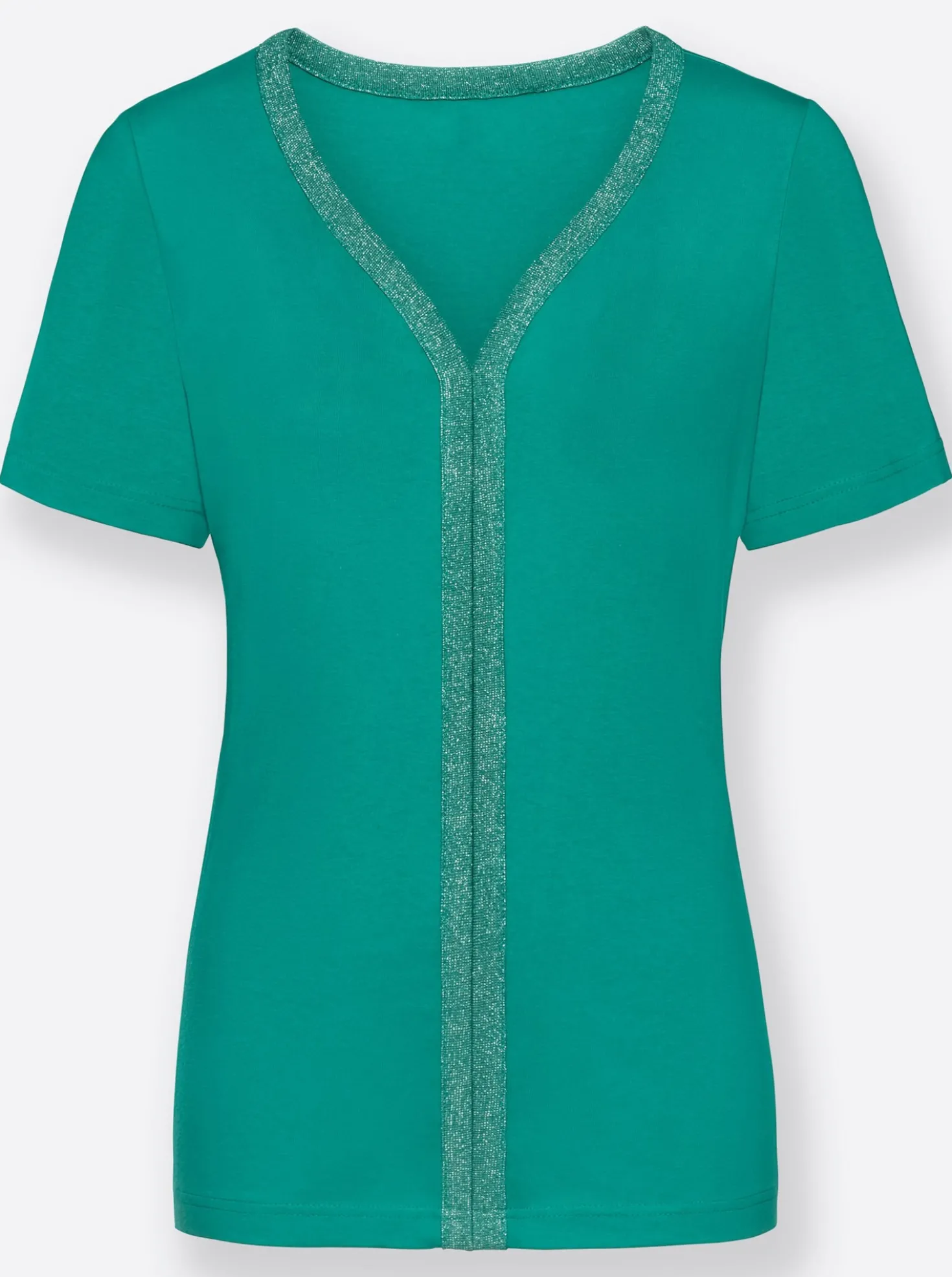 Kurzarmshirt mit silberfarbiger Paspel