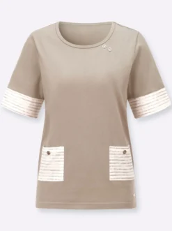 Kurzarmshirt mit silberfarbigen Details