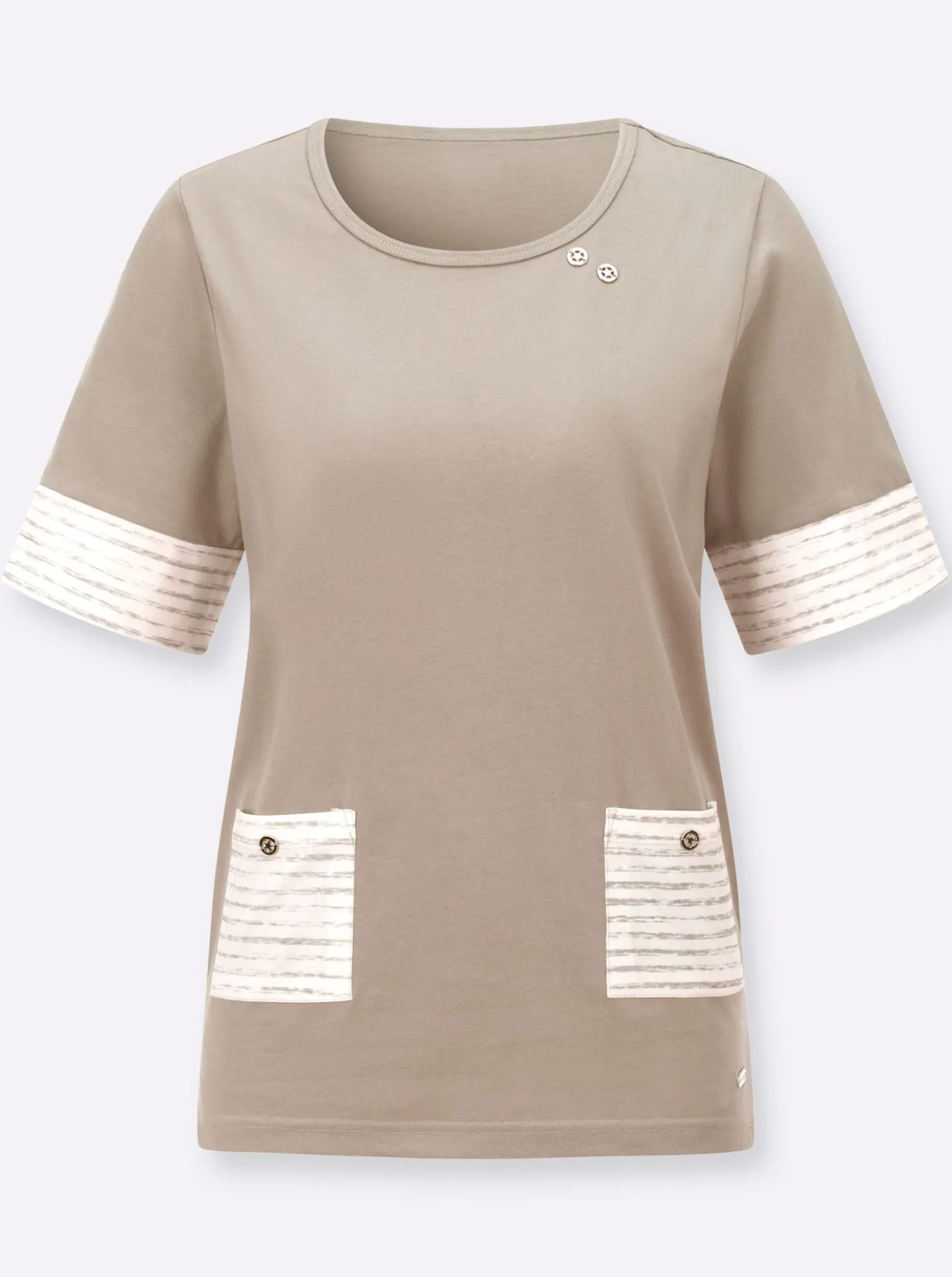 Kurzarmshirt mit silberfarbigen Details