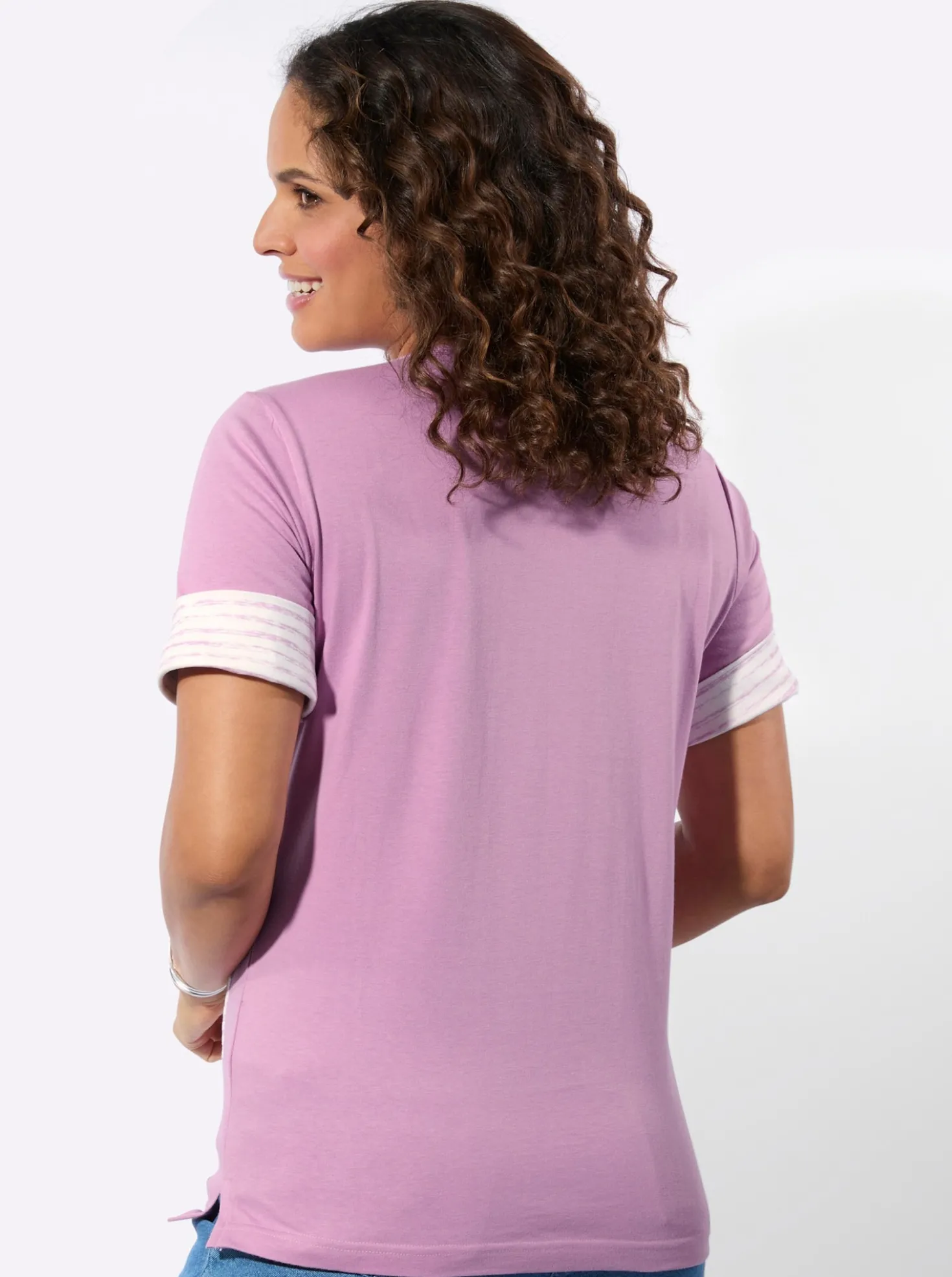 Kurzarmshirt mit silberfarbigen Details