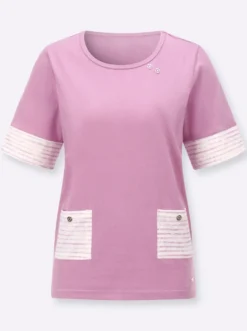 Kurzarmshirt mit silberfarbigen Details