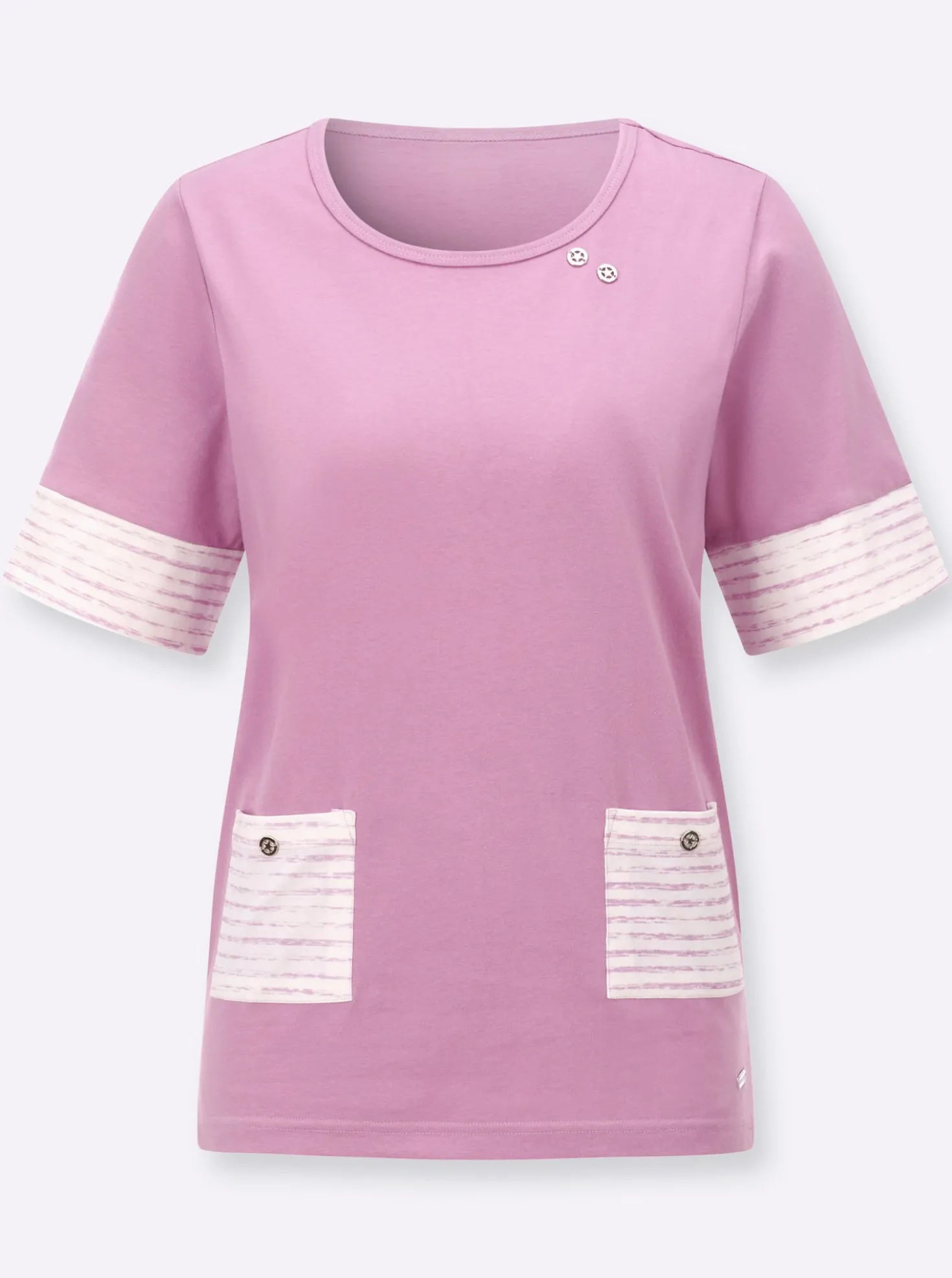 Kurzarmshirt mit silberfarbigen Details
