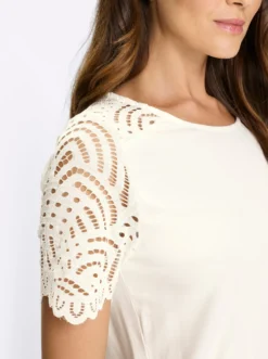 Kurzarmshirt mit Spitze