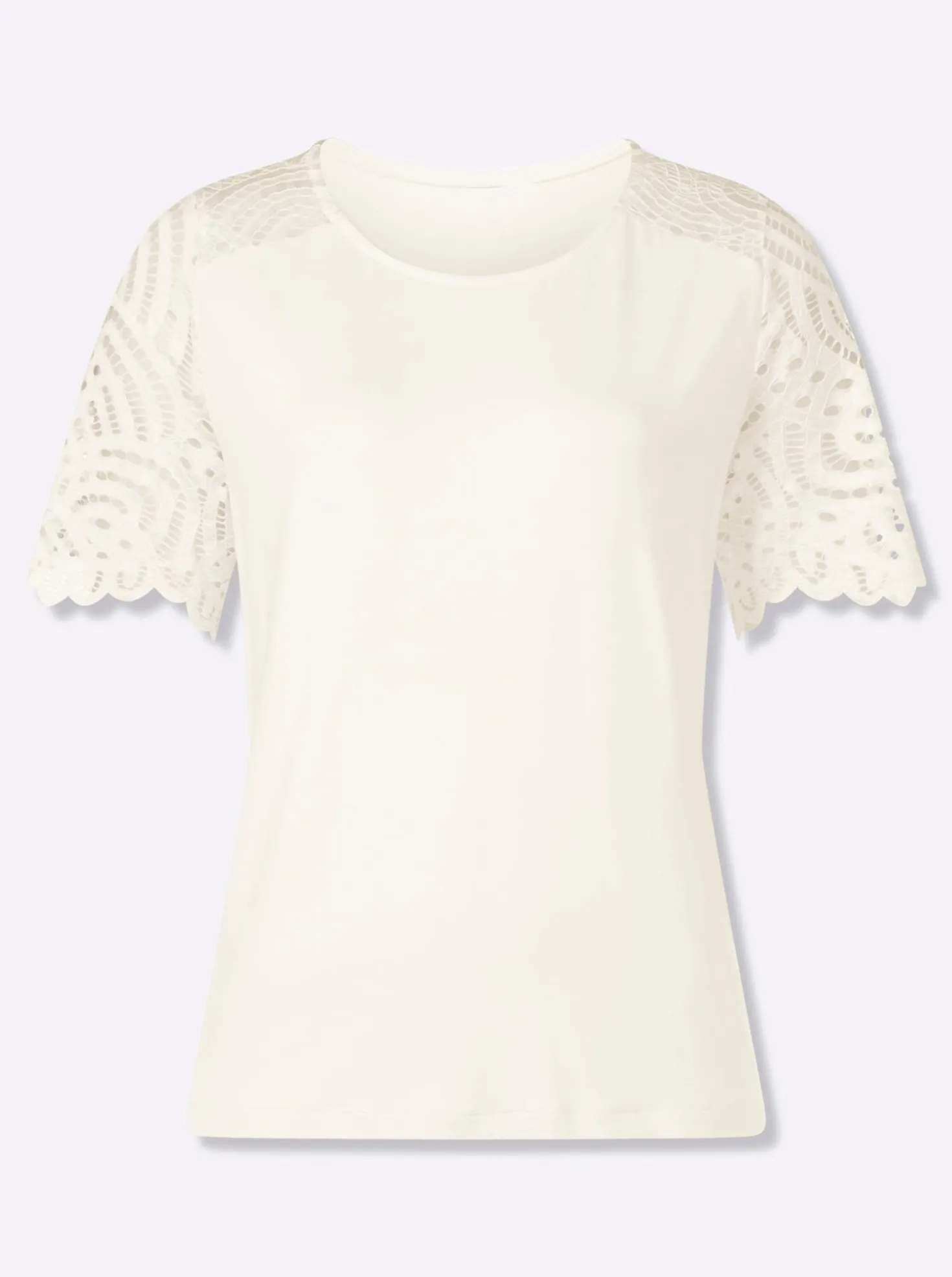 Kurzarmshirt mit Spitze