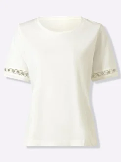 Kurzarmshirt mit Spitzenborte