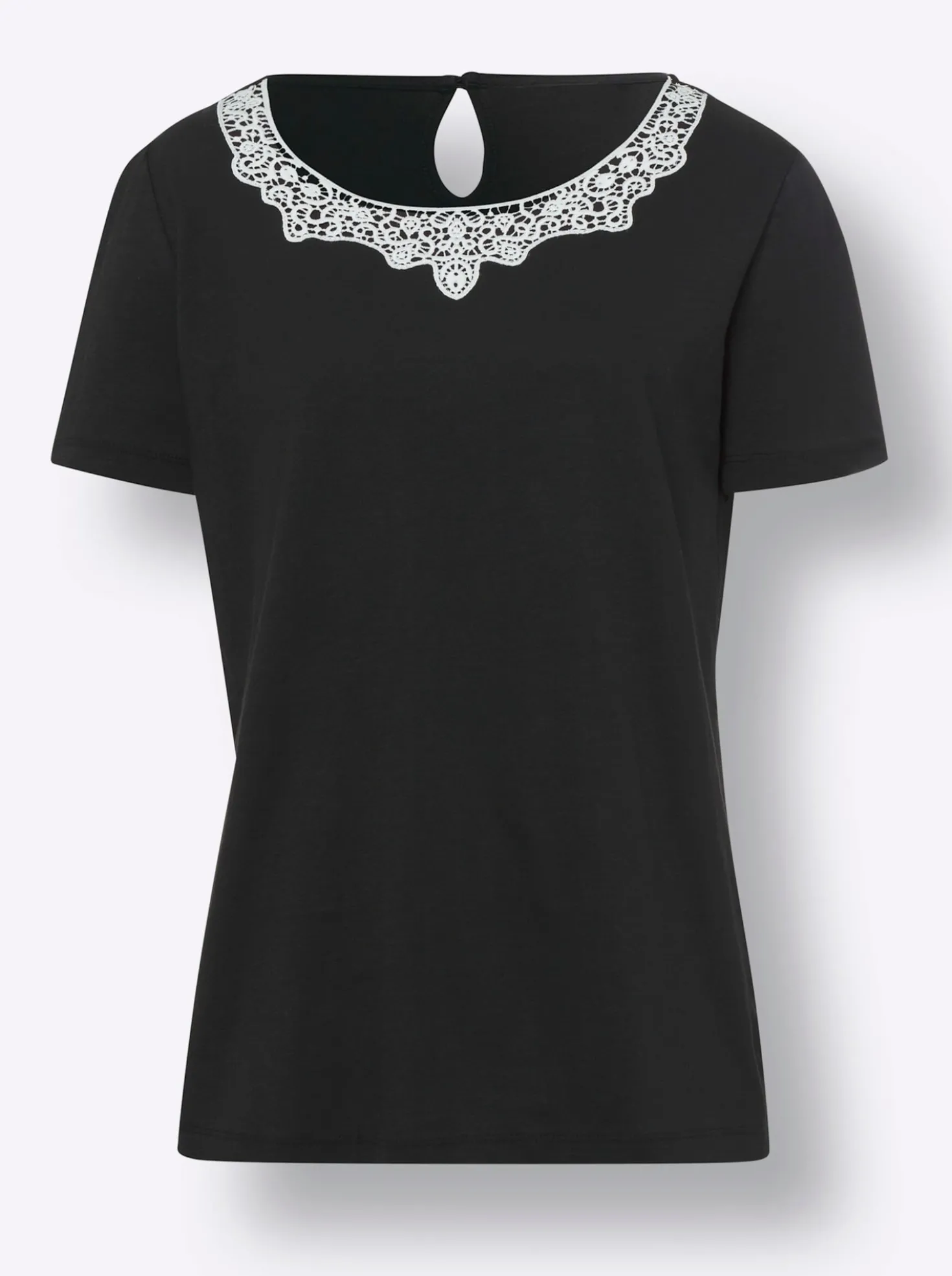 Kurzarmshirt mit Spitzendetails