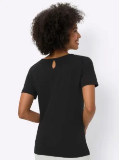 Kurzarmshirt mit Spitzendetails