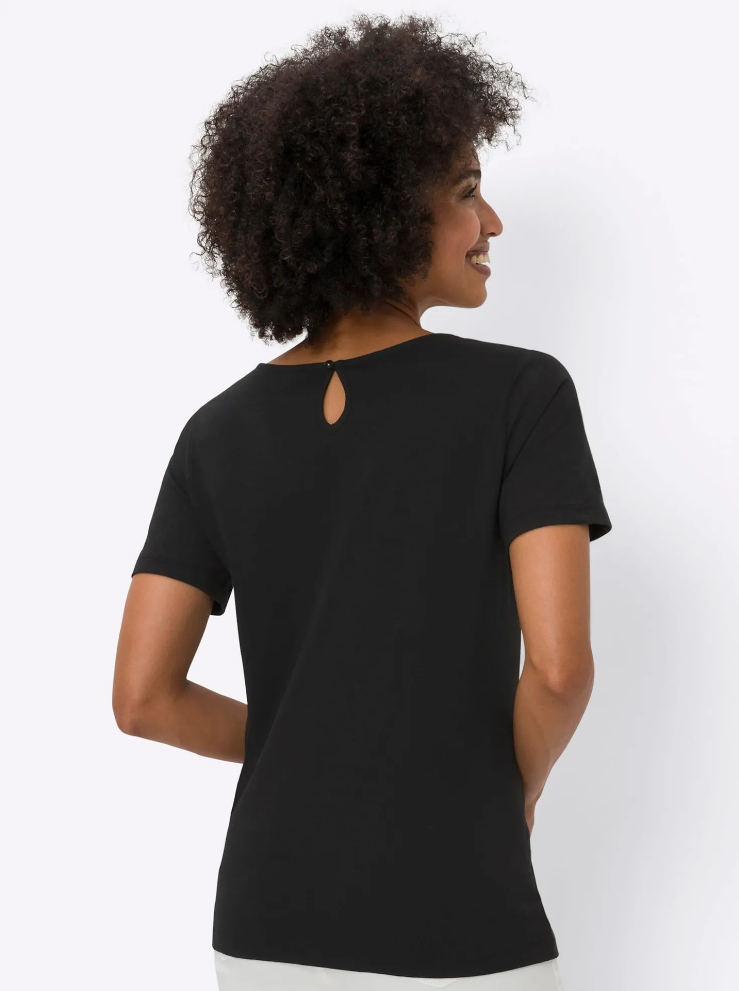 Kurzarmshirt mit Spitzendetails